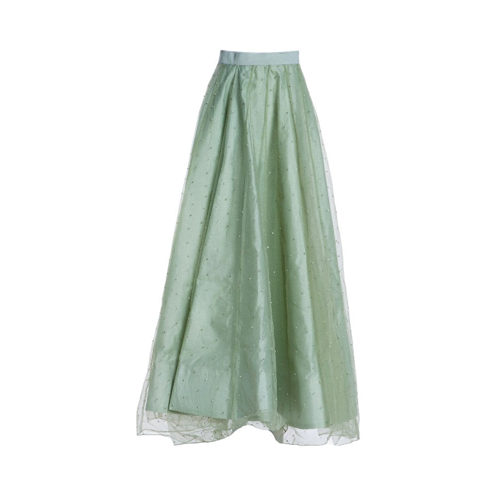 Pre-owned Silhouette Formals Shaadi Outfit in Mint / Sage / Olive, Net / Tulle, Like New