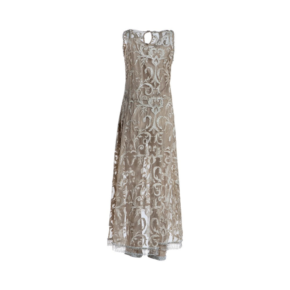 Pre-owned Silhouette Formals Shaadi Outfit in Cream / Beige / Nude, Net / Tulle, Like New