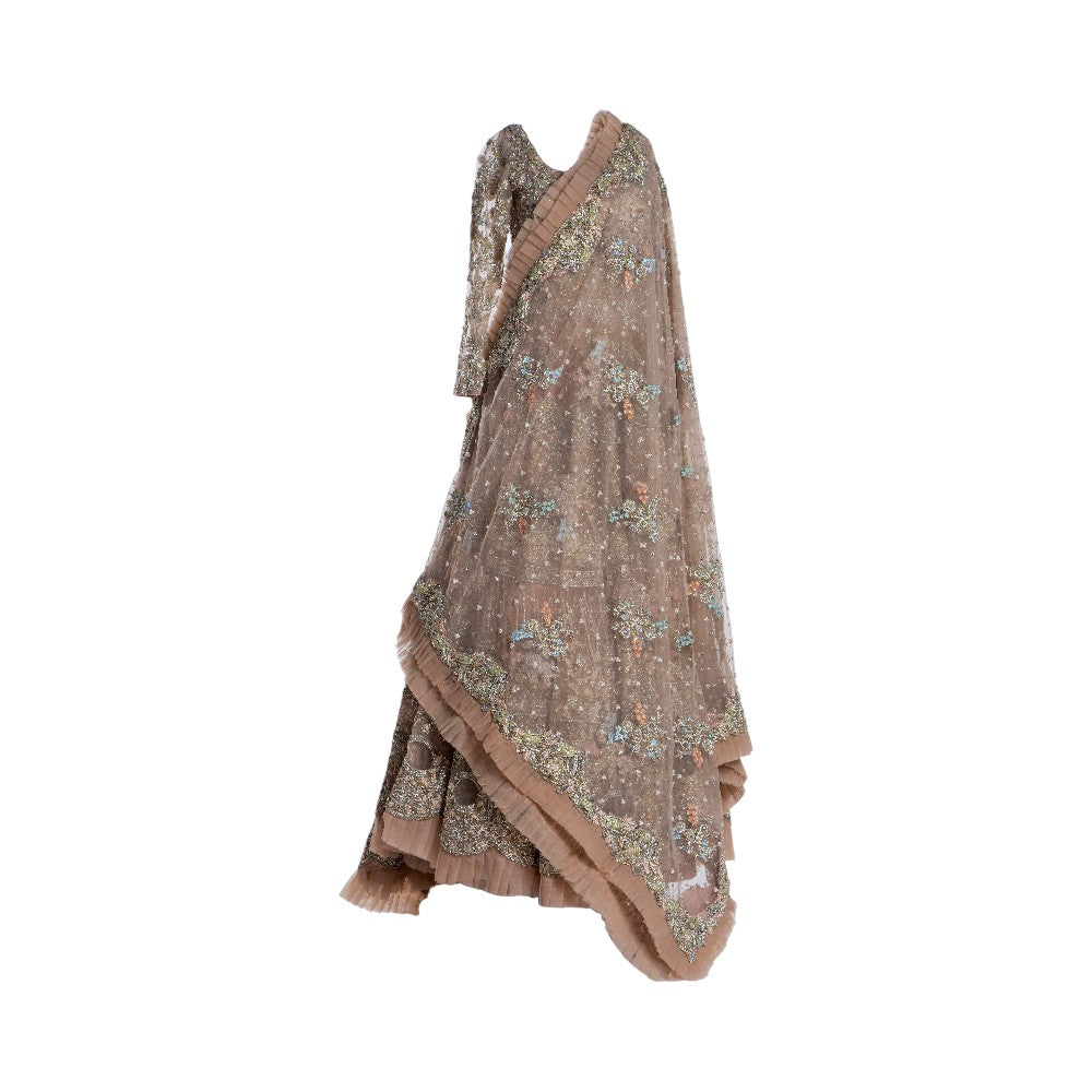 Pre-owned Saira Shakira Bridal Bridal Outfit in Orange / Rust / Terracotta, Silk / Pure Silk, Like New